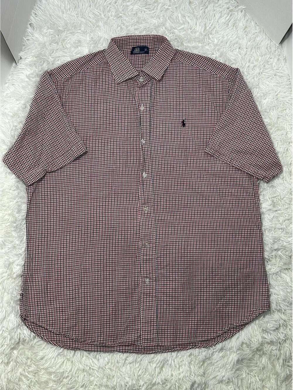 Polo Ralph Lauren Men 2XL Shirt Red White Gingham Check Short Sleeve Button Up